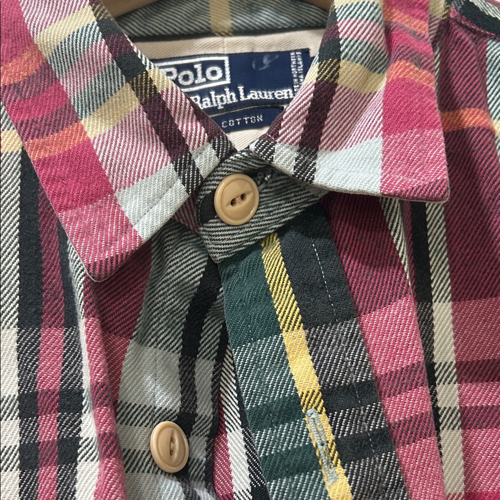 POLO RALH LAUREN MENS FLANNEL  BUTTON DOWN SHIRT PLAID Sz LG - Picture 10 of 14